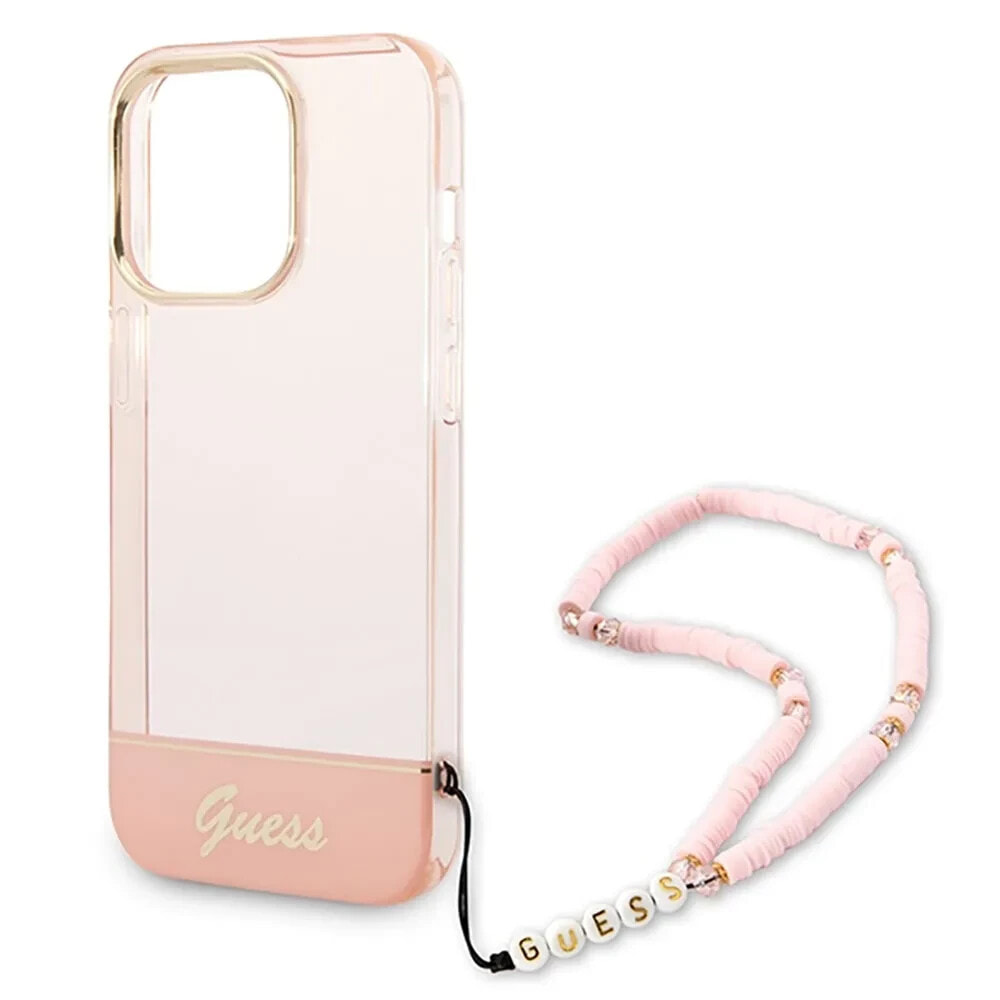 GUESS Guhcp14Lhgcohp iPhone 14 Pro 6.1 Pearl Strap phone case