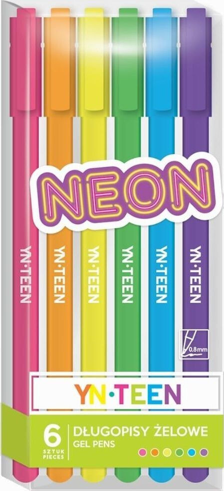 Interdruk Długopis żelowy 6 kolorów Neon YN TEEN