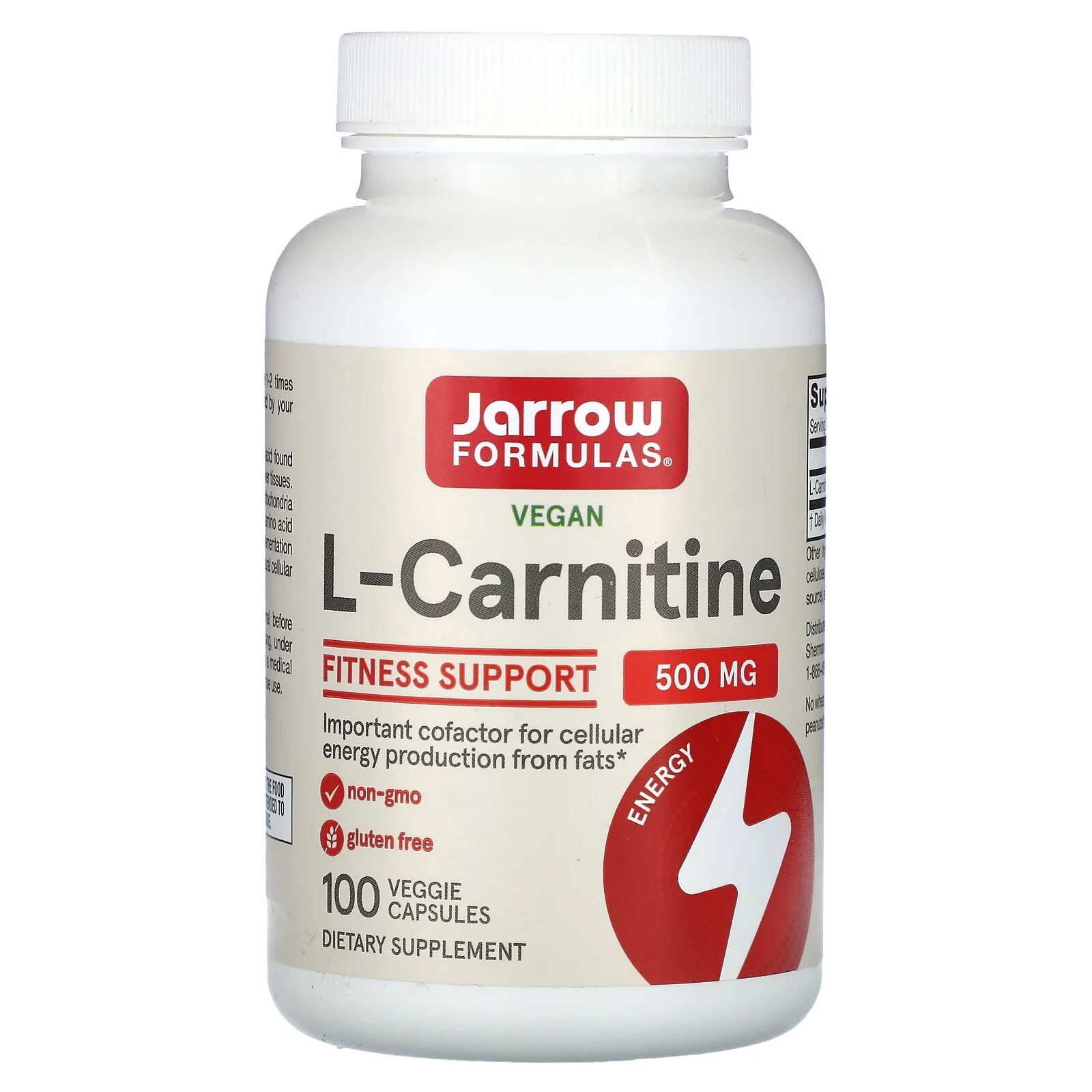 Jarrow Formulas, L-Carnitine 500, 500 mg, 50 Veggie Caps