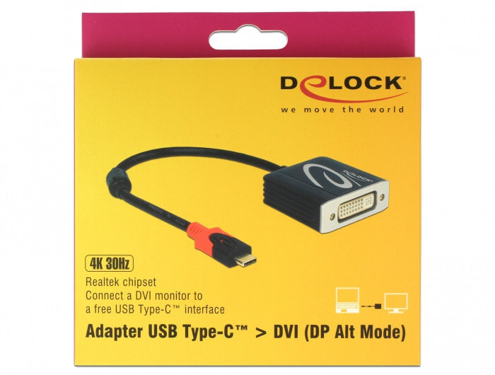 DeLOCK 61213 видео кабель адаптер 0,2 m USB Type-C DVI Черный