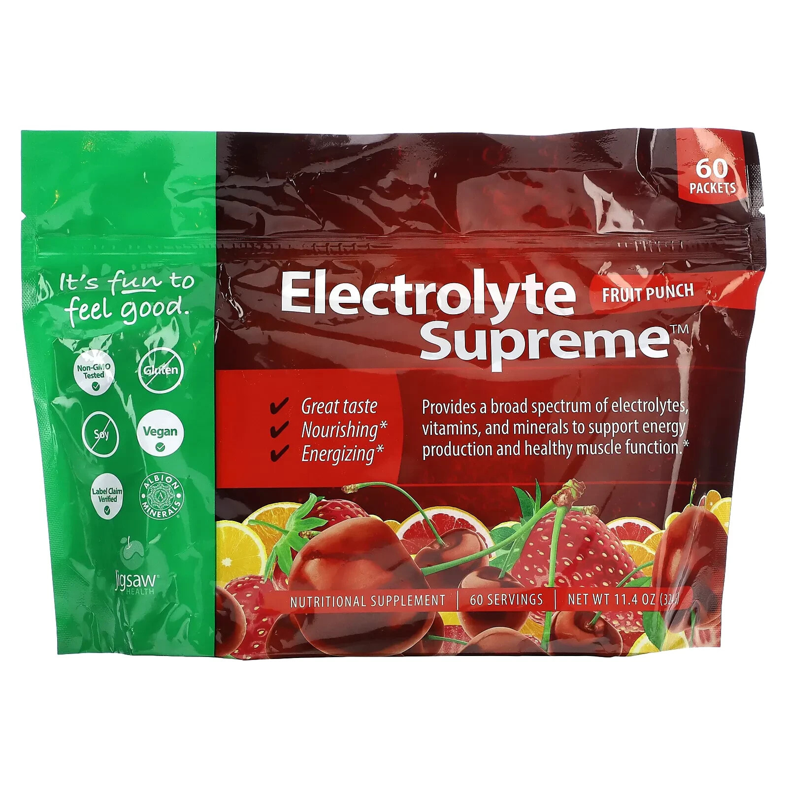 Jigsaw Health, Electrolyte Supreme, Lemon-Lime, 60 Packets, 12.5 oz (354 g)