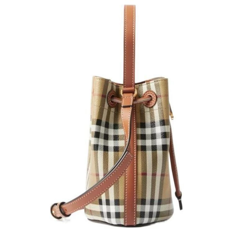 Burberry Polyurethane Bucket Bags Shoulder Bag Crossbody Bag Mini Women's Filing Beige/Heather Brown