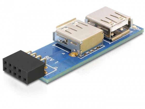 DeLOCK 9-pin 2.54 mm/2 x USB 2.0 1 x 9-pin 2.54 mm 2 x USB 2.0-A Черный, Синий, Серебристый 41820