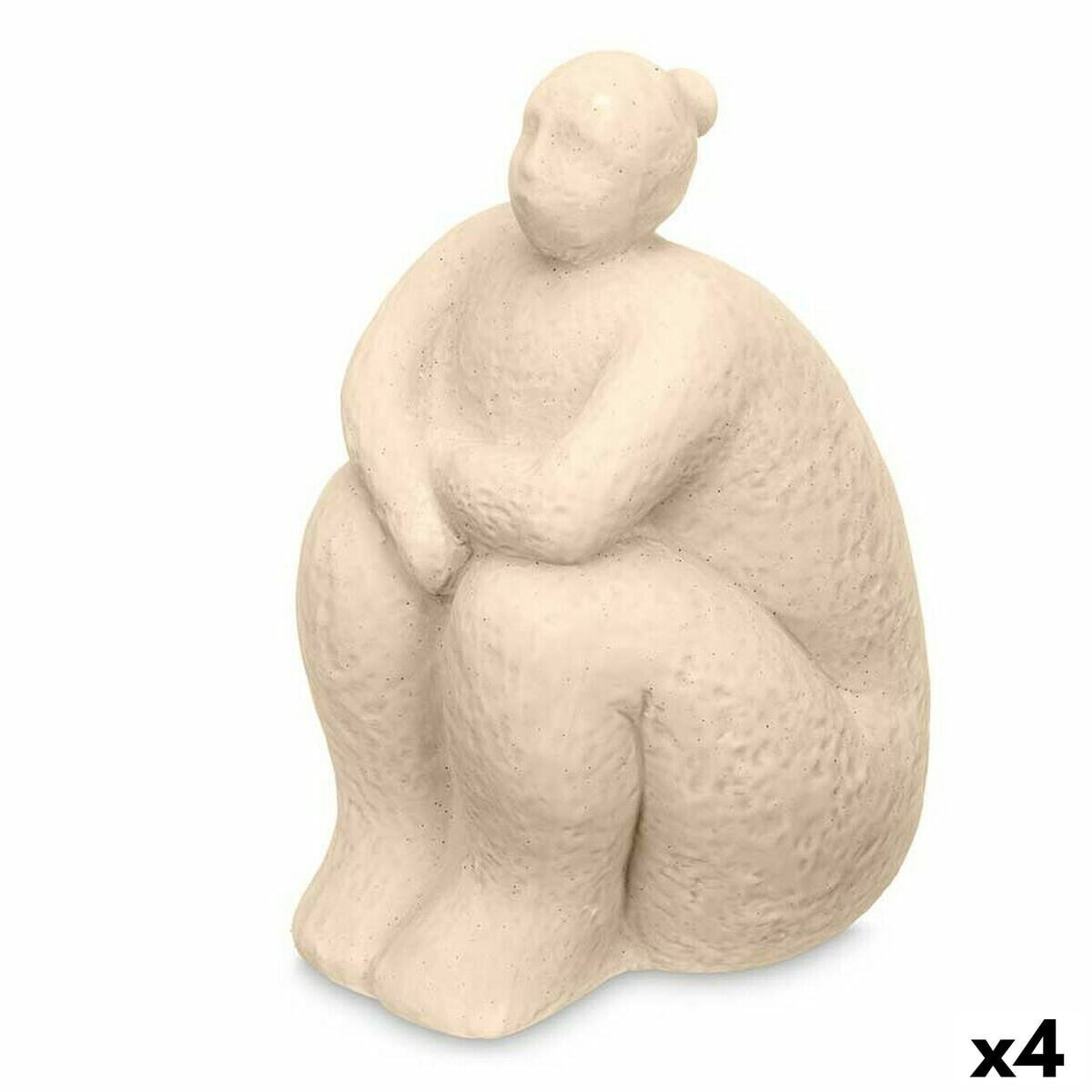 Decorative Figure Beige Dolomite 18 x 30 x 19 cm (4 Units) Lady Sitting