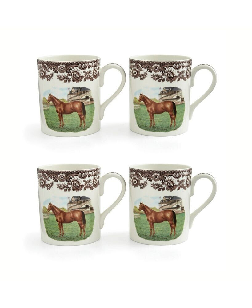 Thoroughbred Horse Mug, Set of 4