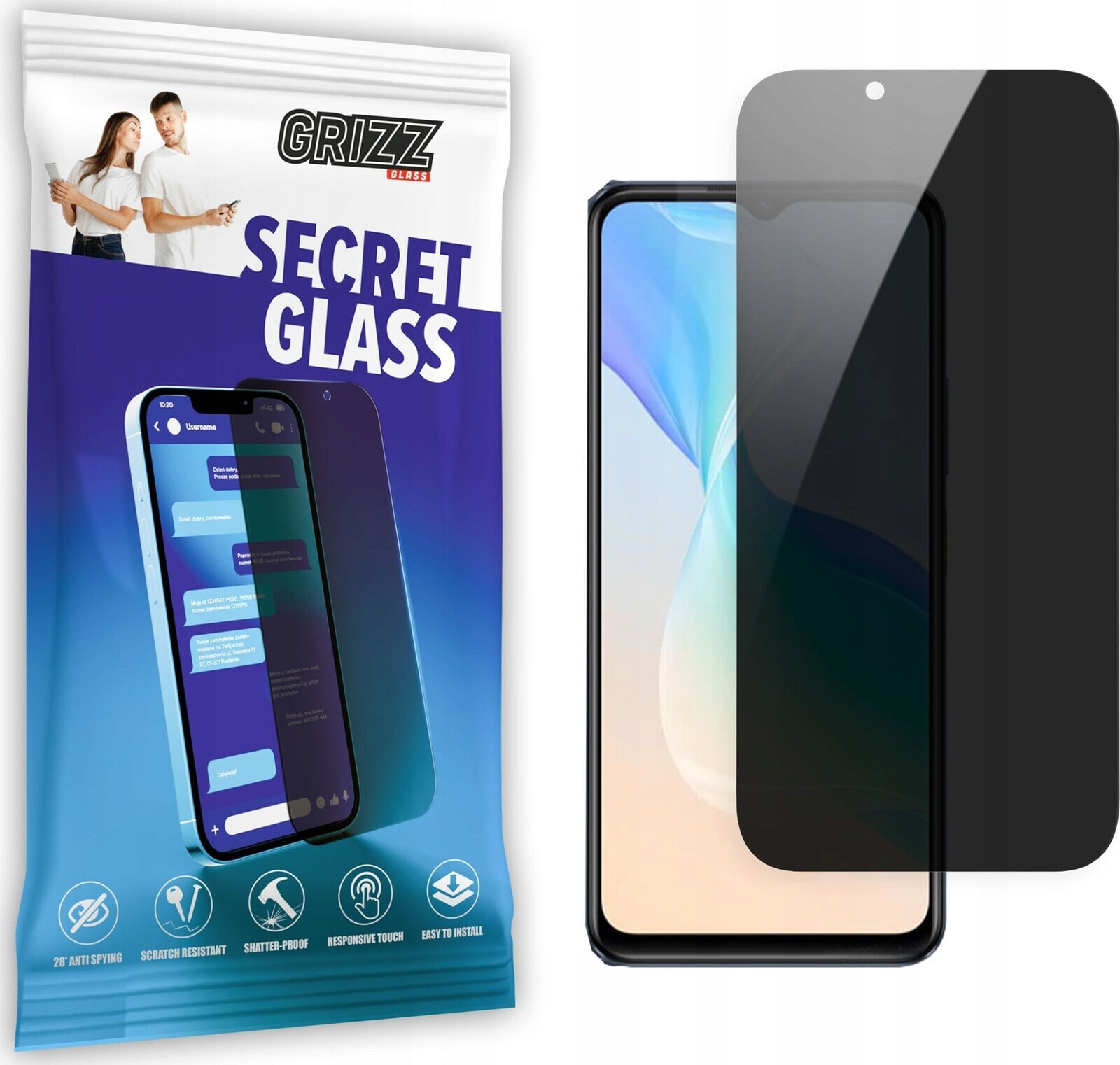 GrizzGlass Szkło prywatyzujące GrizzGlass SecretGlass vivo T1 4G V2153(44W)