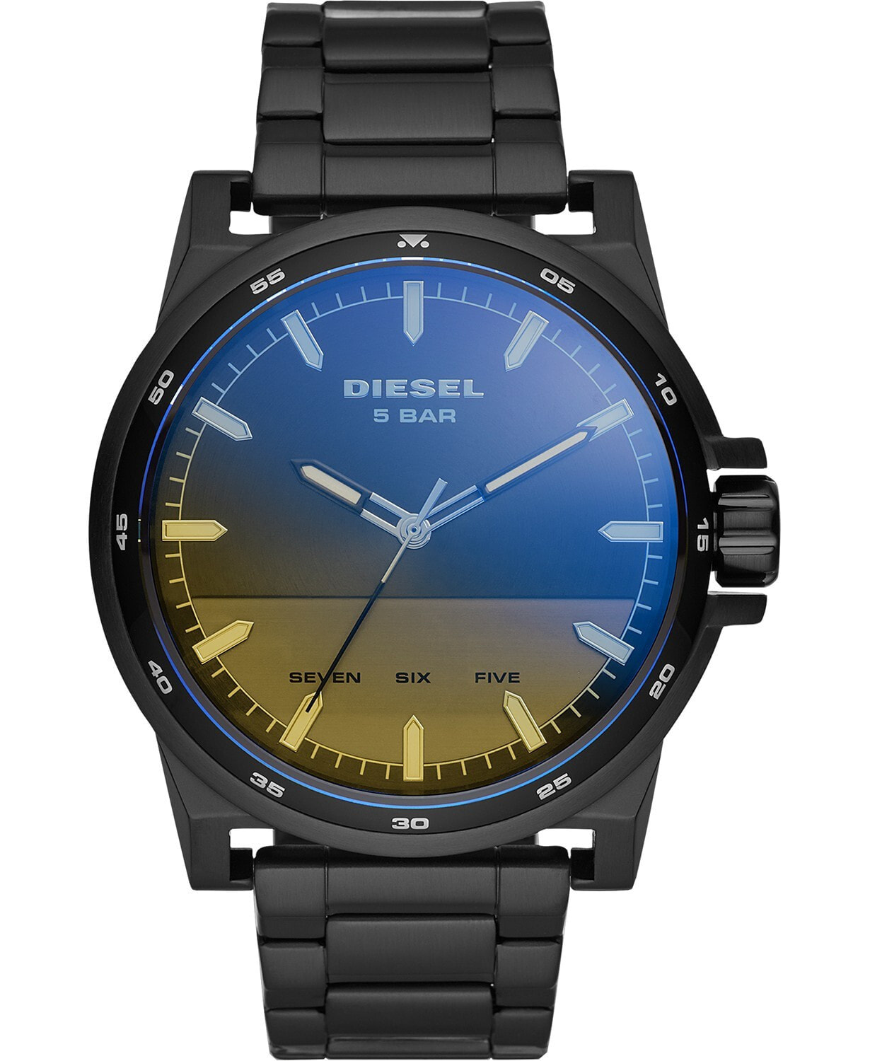 Мужские наручные часы с черным  браслетом Diesel Mens Tough Guy Black Stainless Steel Bracelet Watch 48mm