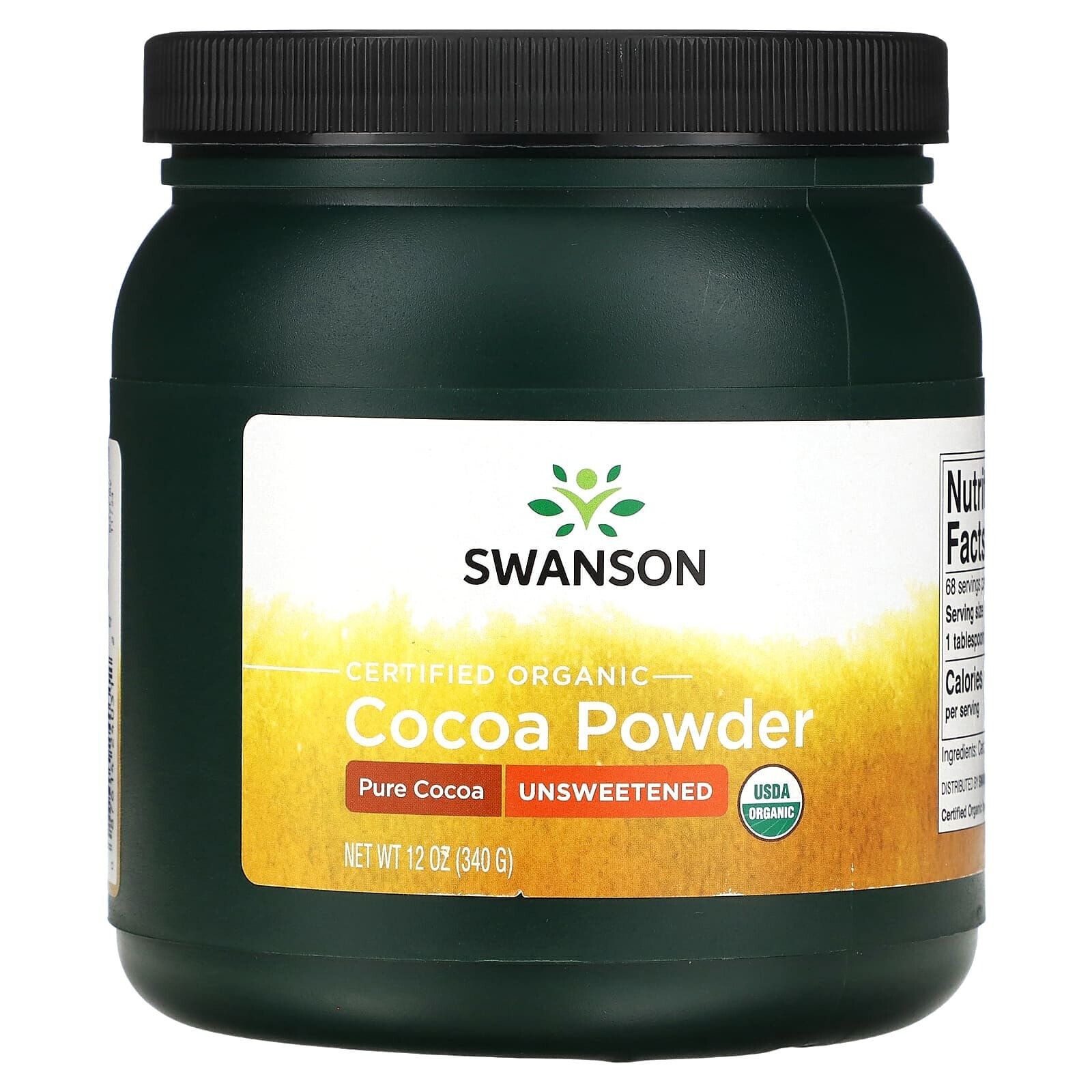 Swanson, Сертифицированный органический какао-порошок, несладкий, 340 г (12 унций)