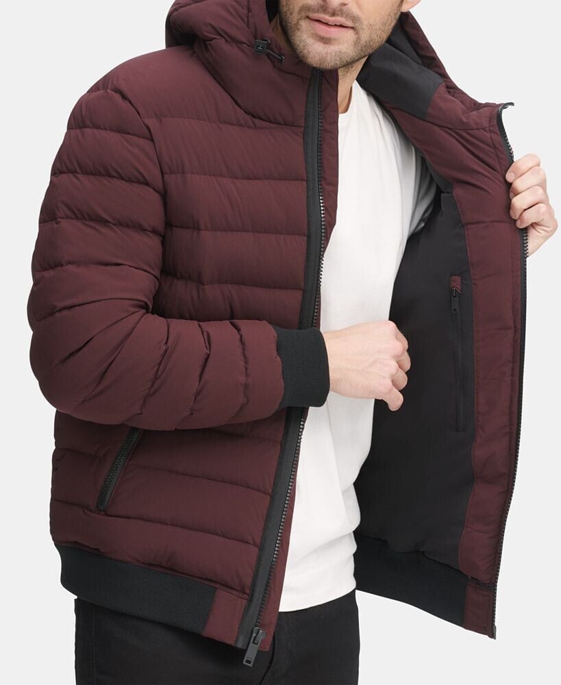 Dkny men's quilted discount performance hooded bomber jacket