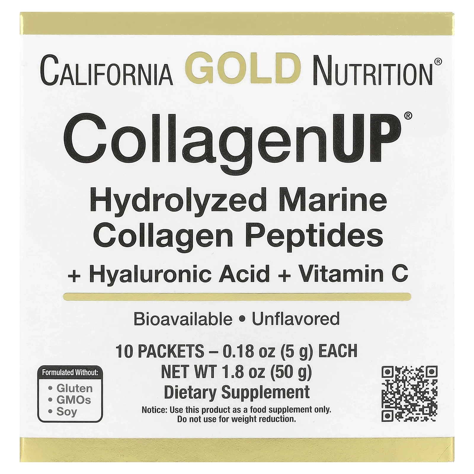 CollagenUP, Hydrolyzed Marine Collagen Peptides with Hyaluronic Acid and Vitamin C, Unflavored, 7.26 oz (206 g)