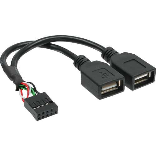 InLine 33440M кабельный разъем/переходник 2xUSB 2.0 A USB2.0 Черный