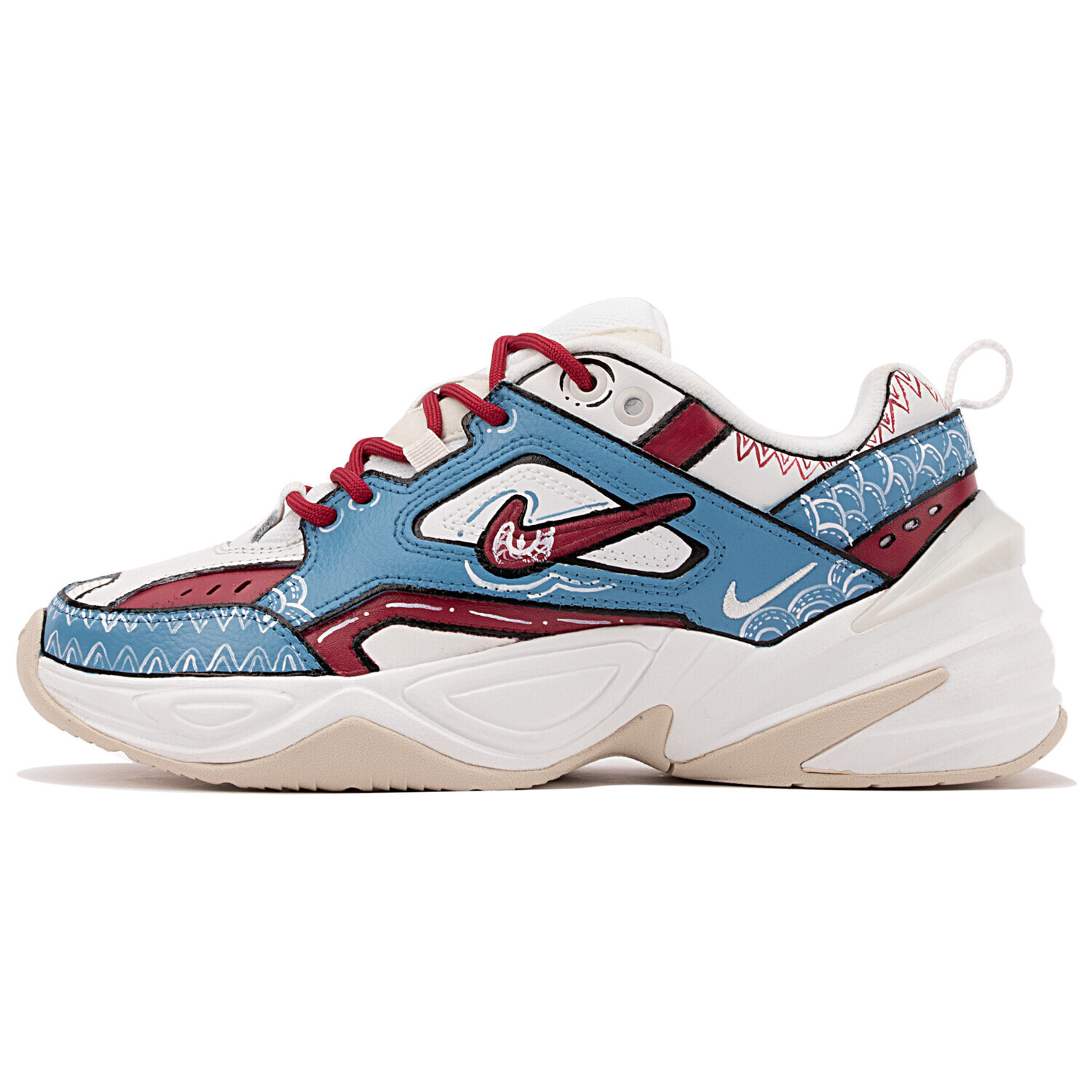 Nike M2K Chunky Sneakers Women's Low-Top Blue/White/Red