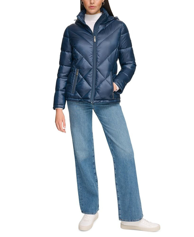 Calvin Klein women's Shine Hooded Packable Puffer Coat, Created for Macy's