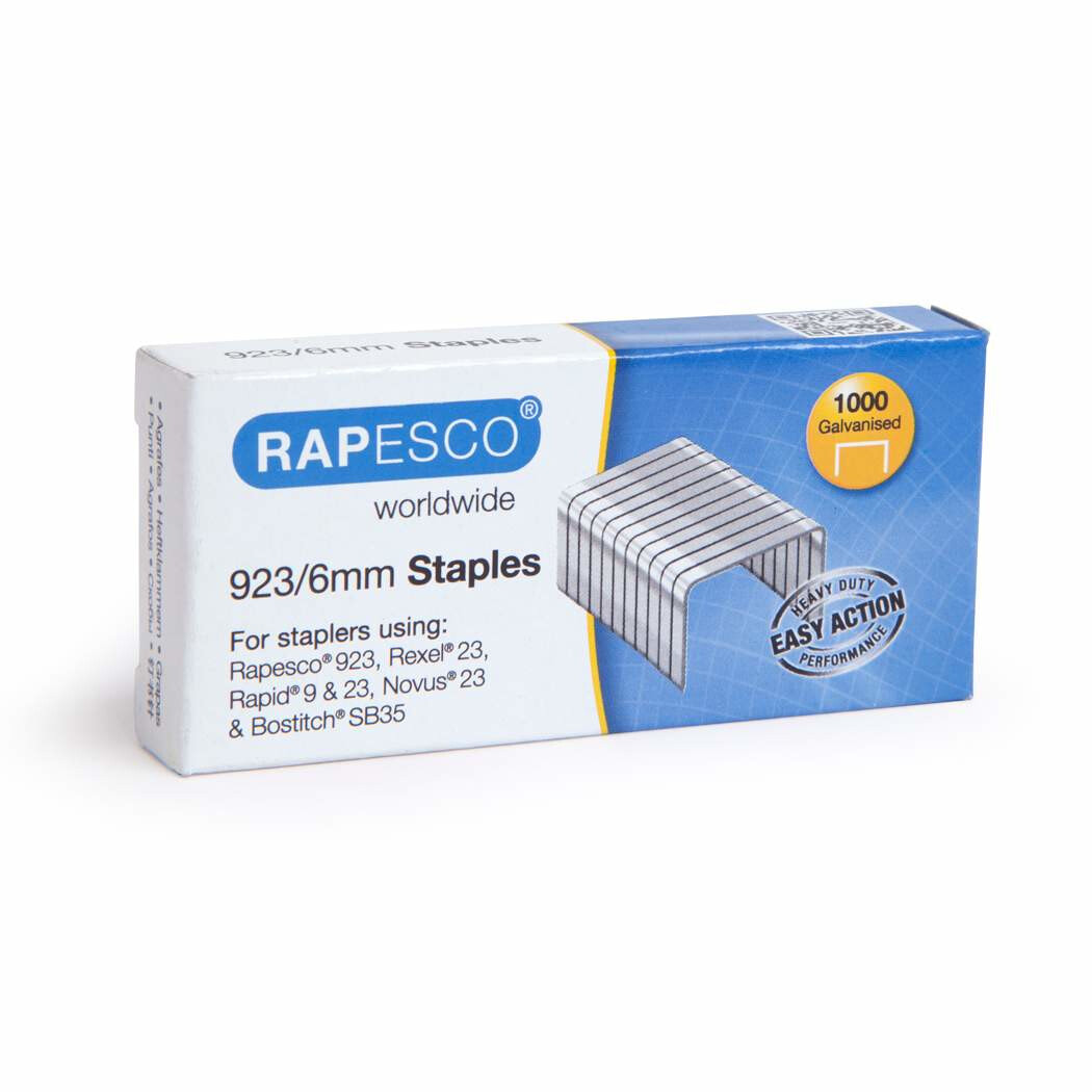 Rapesco 923/6mm - Staples pack - 923/6 - 6 mm - 1000 staples - Metal - Silver