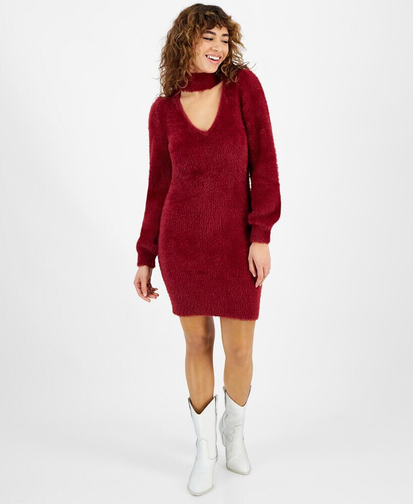 GUESS women's Sadie Eyelash-Knit Sweater Dress