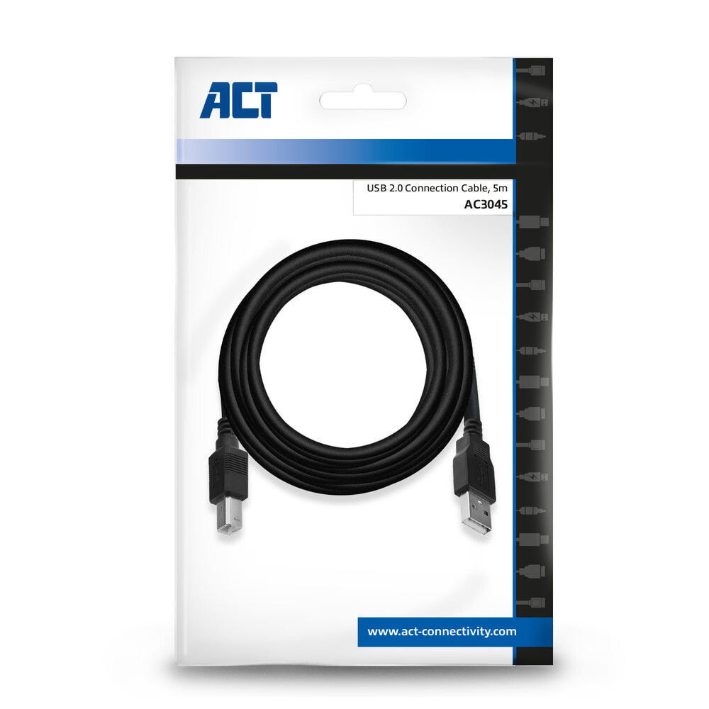 ACT AC3045 USB кабель 5 m USB 2.0 USB A USB B Черный