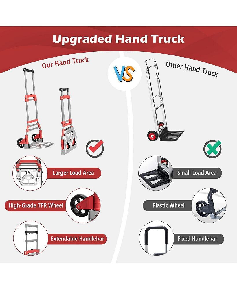 SUGIFT folding Hand Truck with Telescoping Handle and Wheels