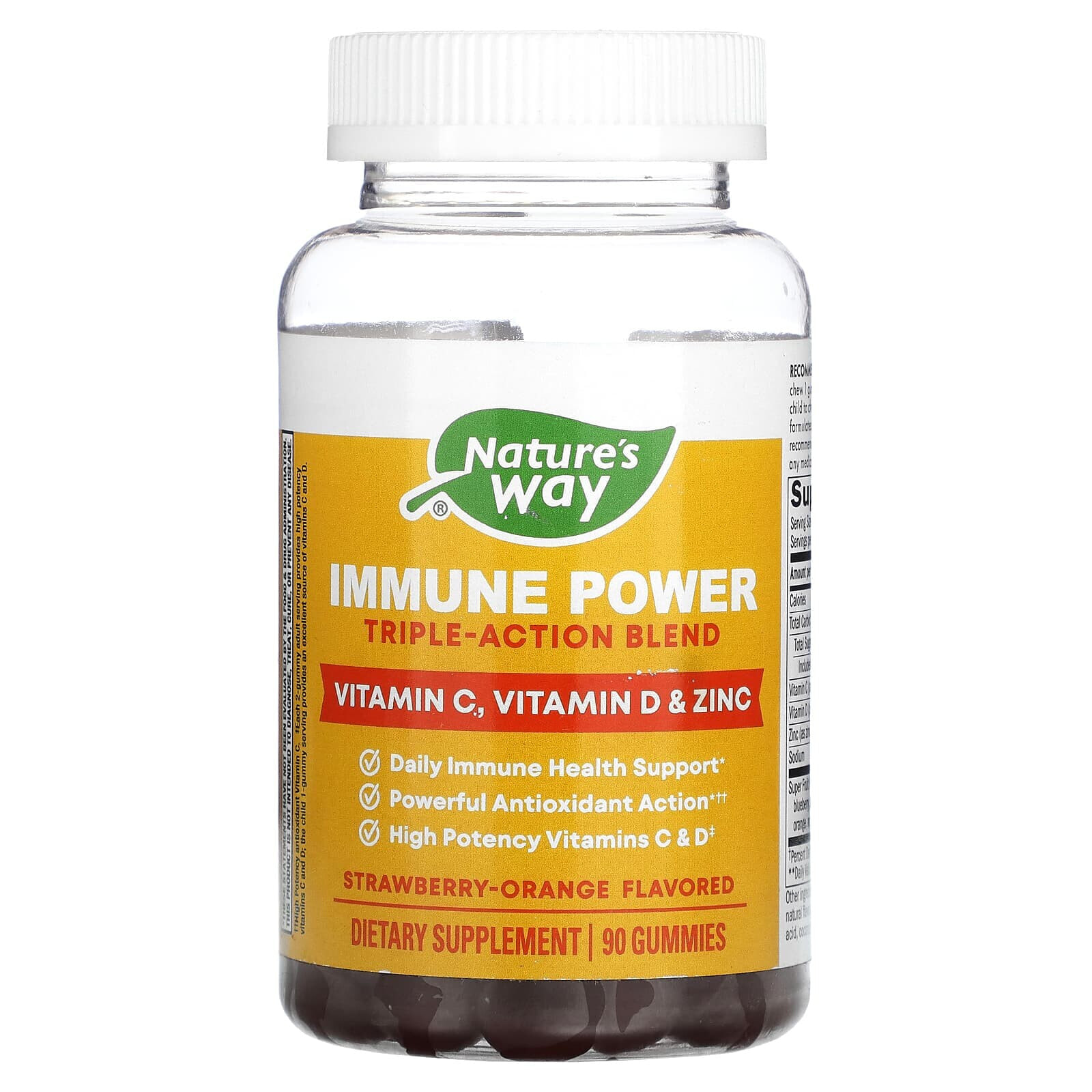 Nature's Way, Immune Power, смесь тройного действия, клубника и апельсин, 90 жевательных таблеток