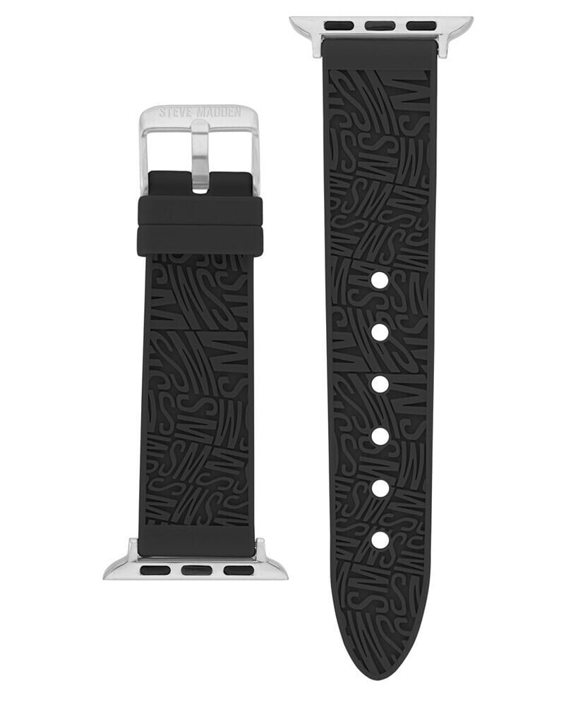 Steve Madden women's Black Swirl Logo Silicone Strap Compatible with 42, 44, 45, 49mm Apple Watch