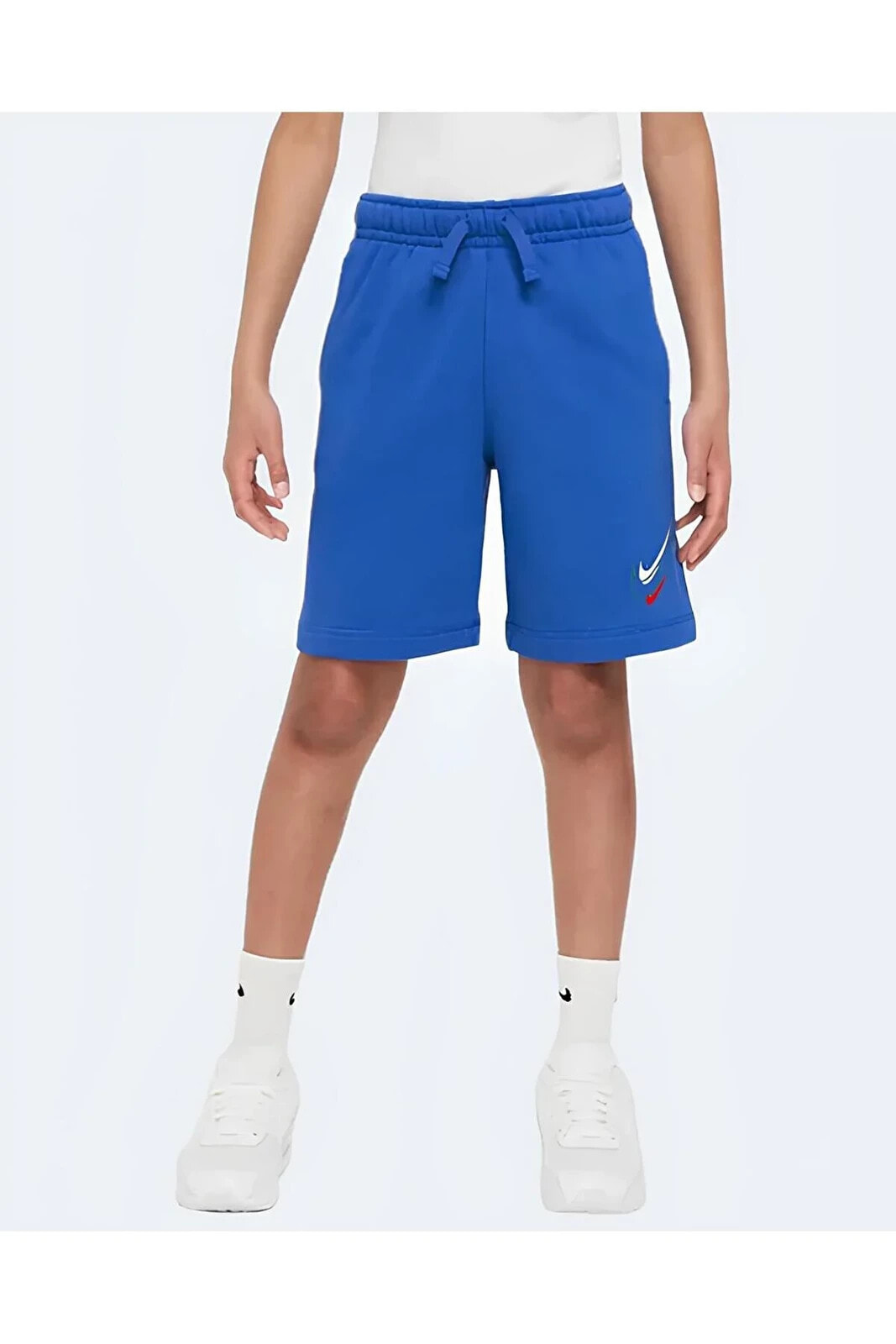 sportswear erkek çocuk mavi pamuklu cepli şort dx2298