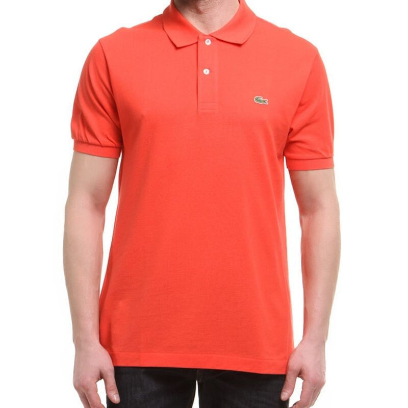 Мужская футболка-поло спортивная оранжевая с логотипом Lacoste M L1212-SJS polo shirt