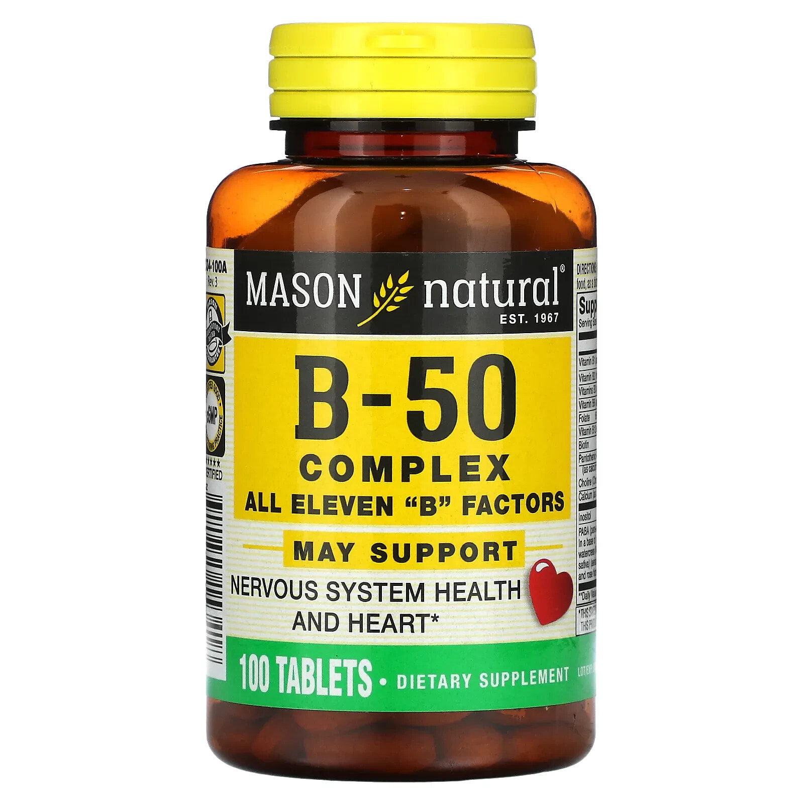 Mason Natural, B-50 Complex, 100 Tablets