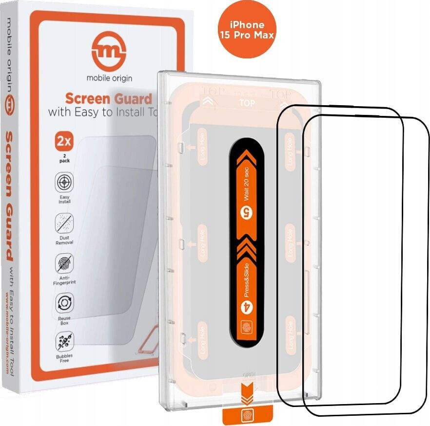 MOBILE ORIGIN Mobile Origin Orange Screen Guard iPhone 15 Pro Max with easy applicator, 2 pack