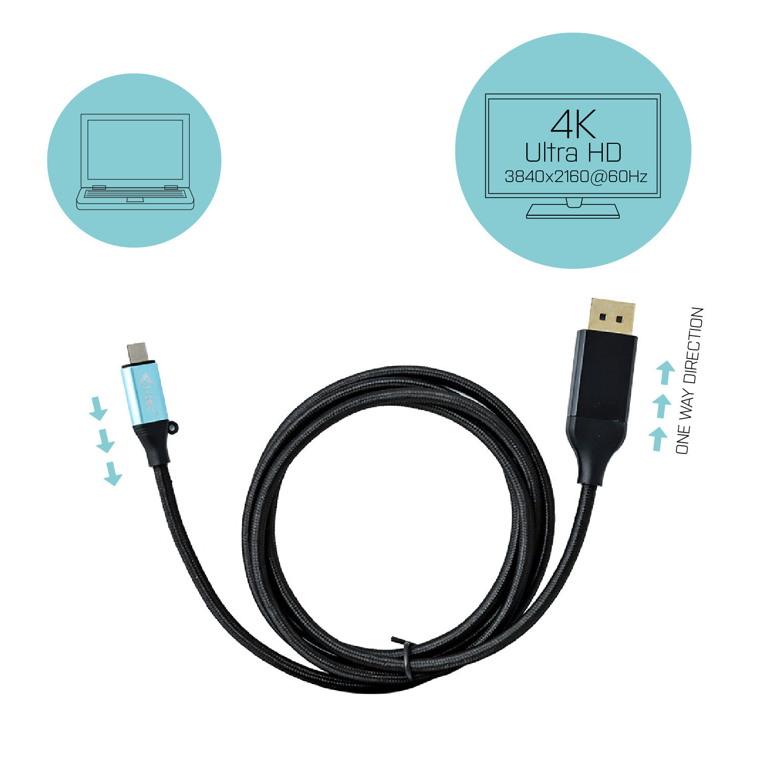 i-tec C31CBLDP60HZ2M DisplayPort кабель 2 m USB-C Черный