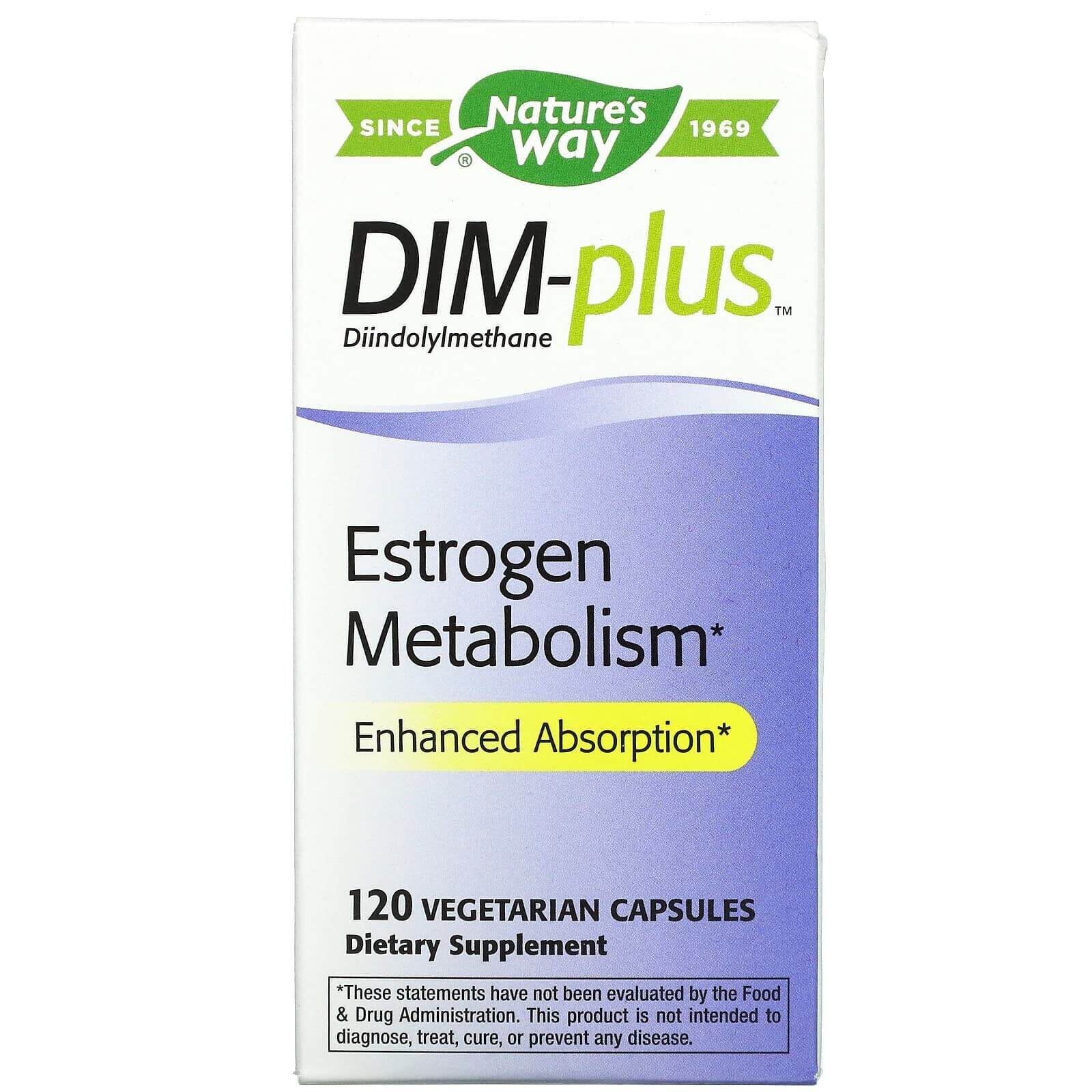 Nature's Way, DIM-plus, метаболизм эстрогенов, 120 вегетарианских капсул