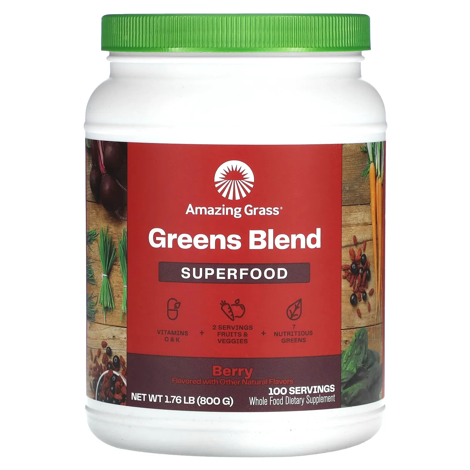 Amazing Grass, Green Superfood, ягоды, 800 г (28,2 унции)