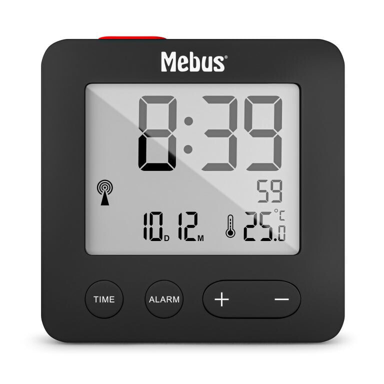 25801 wekker - Digital alarm clock - Sphere - Black - 12/24h - F - °C - White
