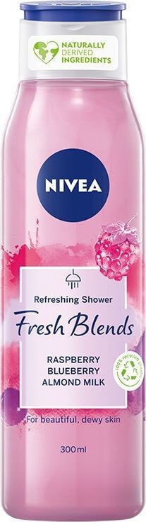 Nivea Fresh Blends Raspberry Blueberry Almond Milk Refresh Shower Освежающий гель для душа с ягодным ароматом и миндальным маслом  300 мл