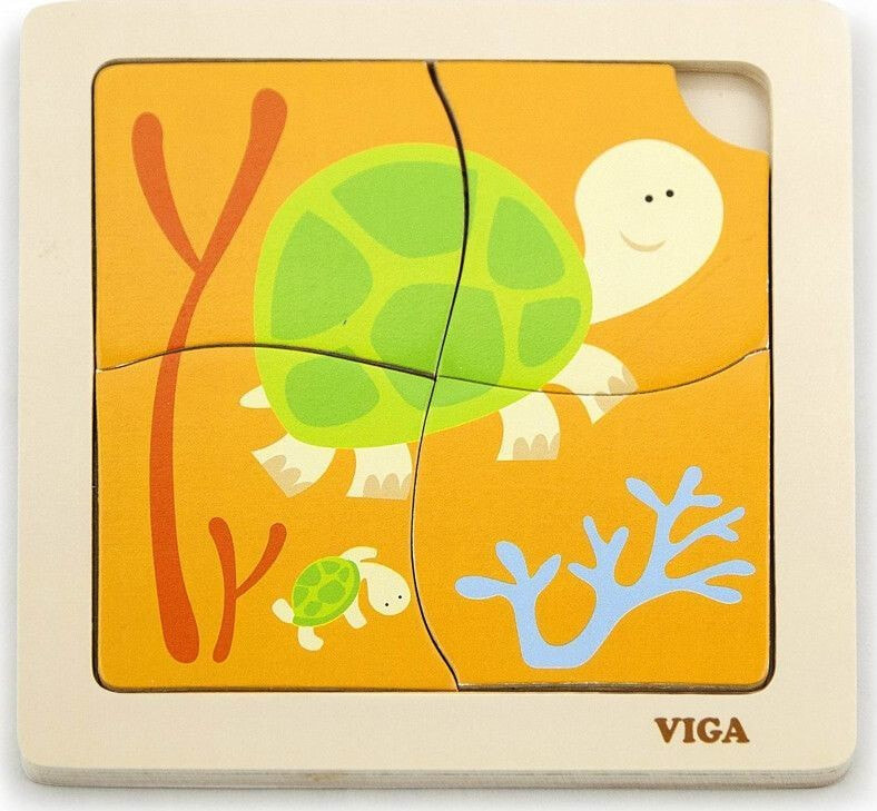 Пазл в рамке Viga, 4 детали черепаха 50143
