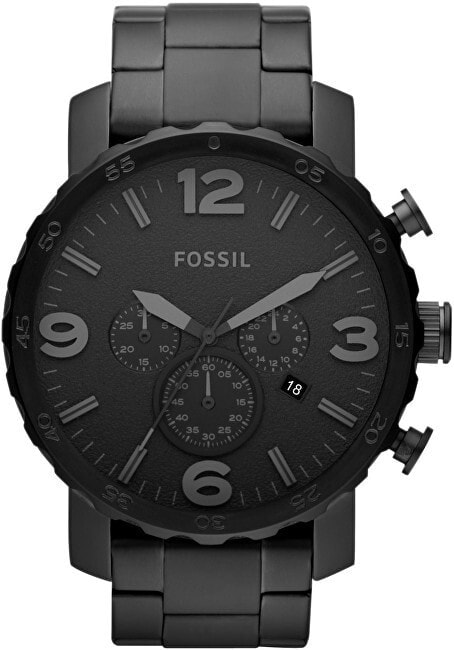 Мужские наручные часы с черным браслетом Fossil Nate JR1401