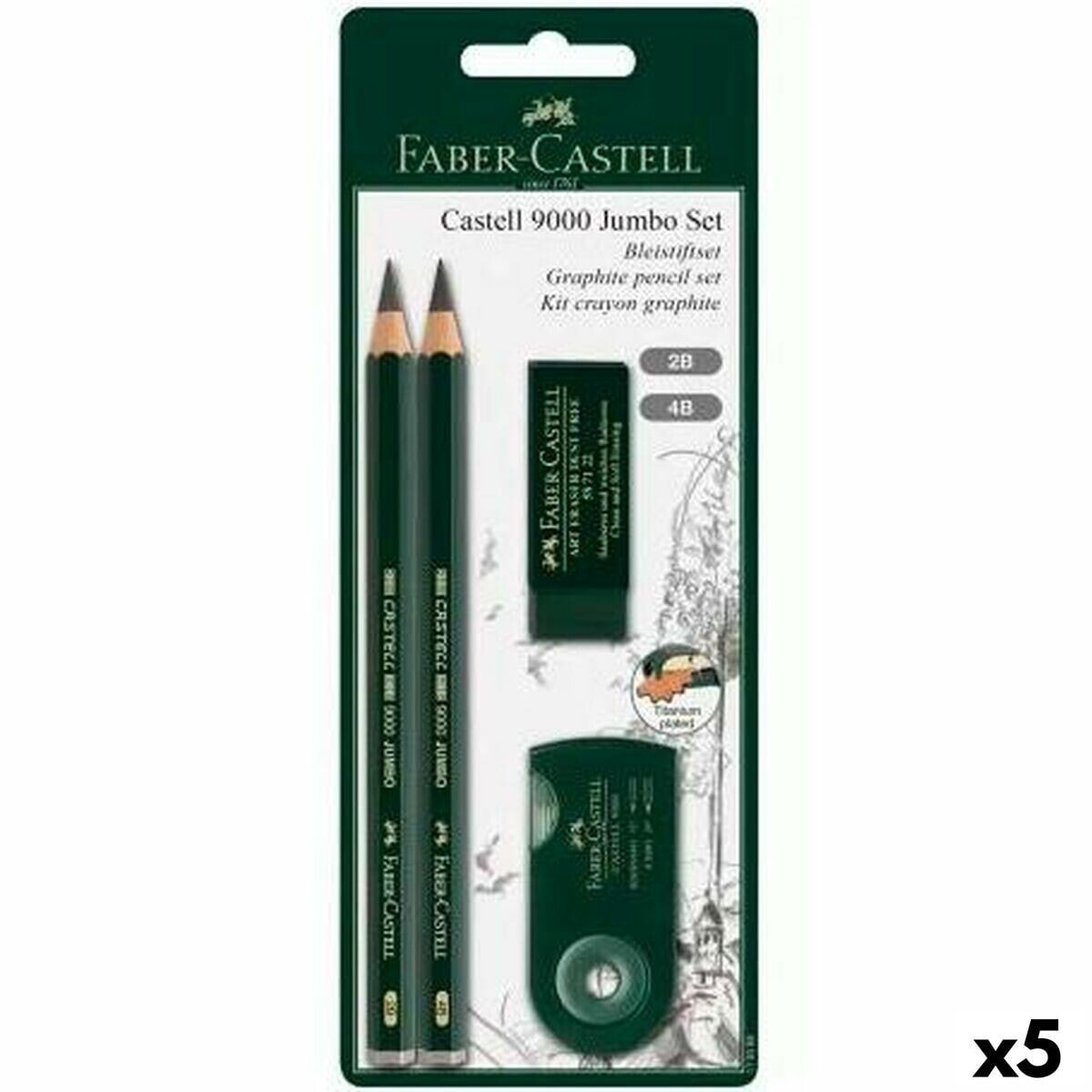 Pencil Set Faber-Castell Black (5 Units)