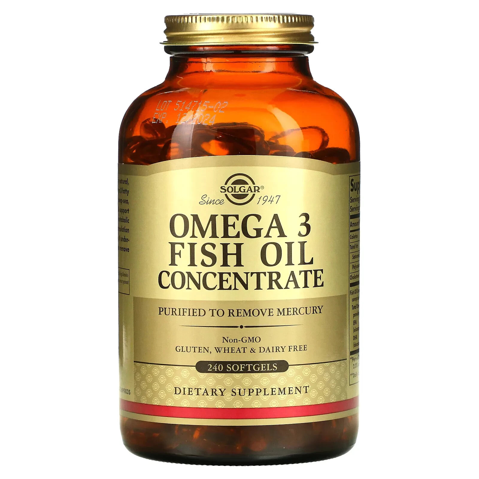 Solgar Omega-3 Fish Oil Concentrate Омега-3 концентрат рыбьего жира из глубоководной холодноводной рыбы  240 гелевых капсул