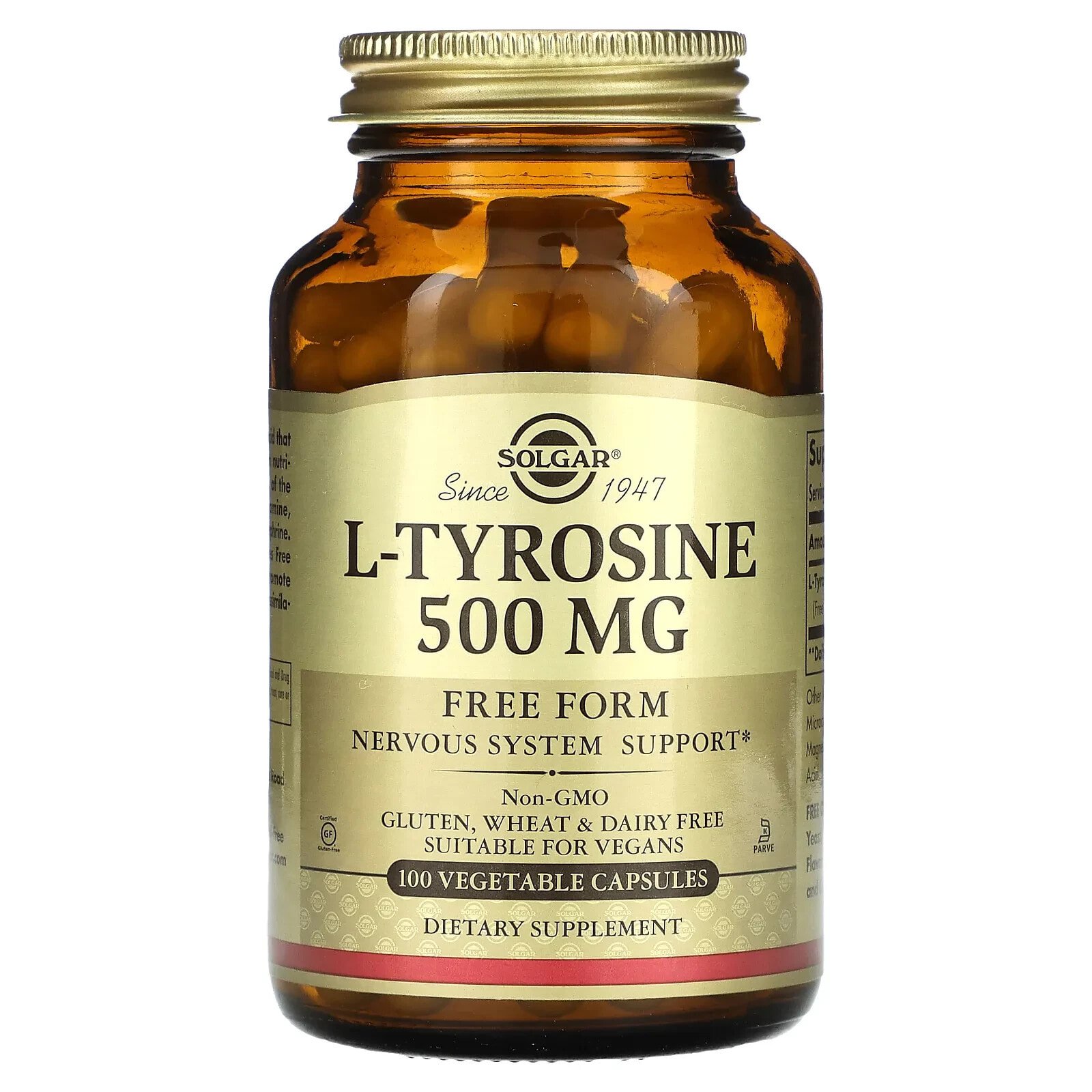 L-Tyrosine, 500 mg, 100 Vegetable Capsules