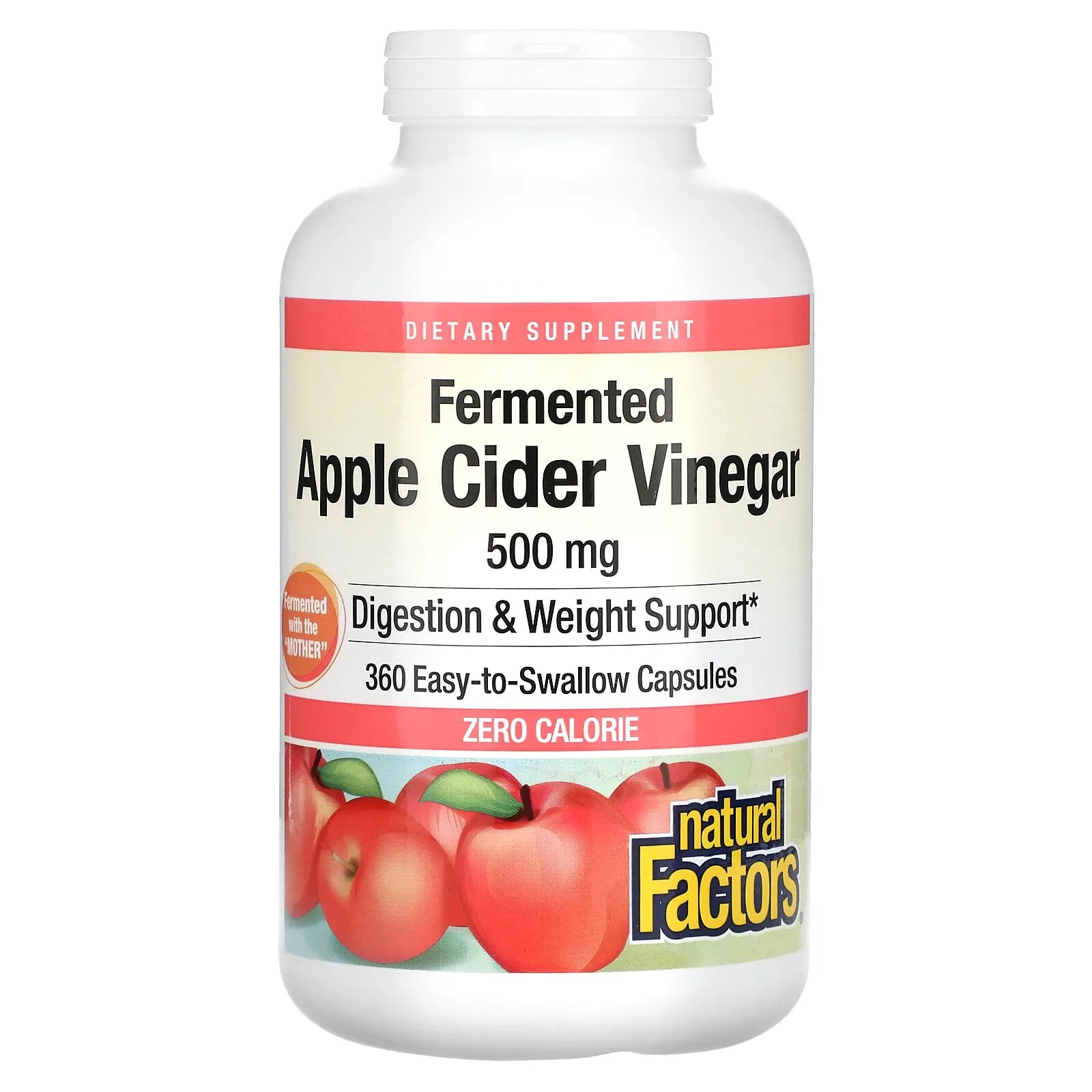 Fermented Apple Cider Vinegar, 500 mg, 90 Vegetarian Capsules