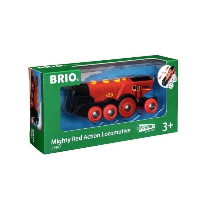 Мощный красный локомотив Brio World электровоз аккумуляторный
