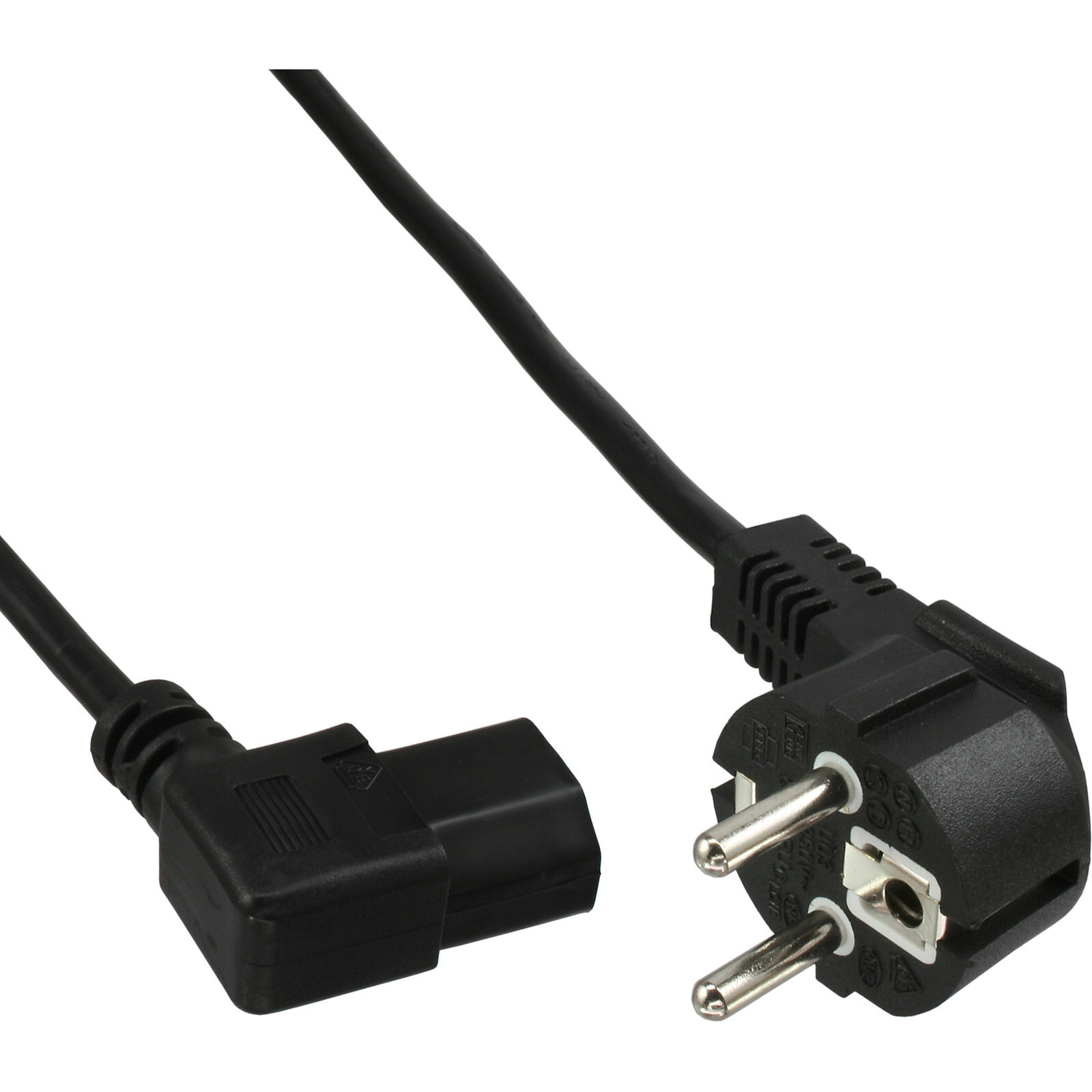 InLine 60pcs. Bulk-Pack Power Cable Type F angled C13 left angled black 0.5m - 0.5 m - Power plug type F - IEC C13
