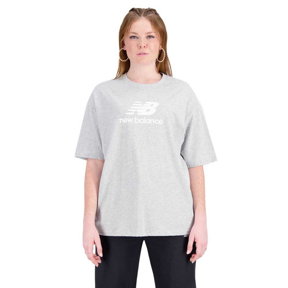 NEW BALANCE Essentials Stacked Logo Cotton Oversized Short Sleeve T-Shirt