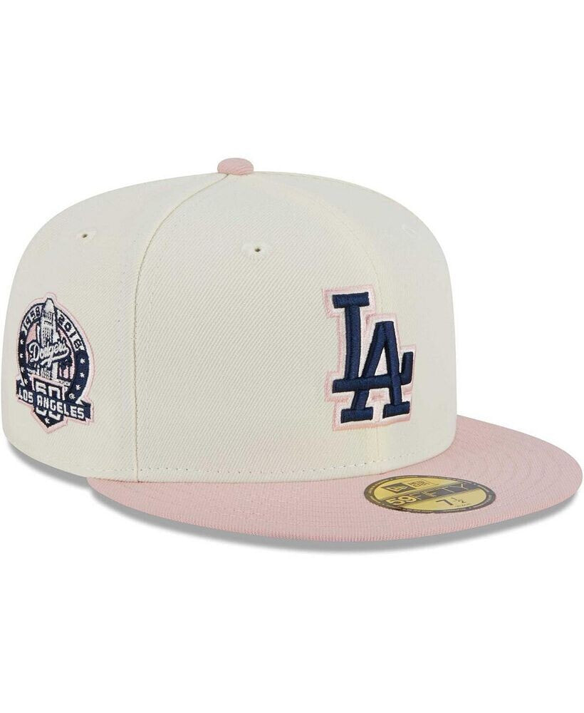 New Era men's White, Pink Los Angeles Dodgers Chrome Rogue 59FIFTY Fitted Hat