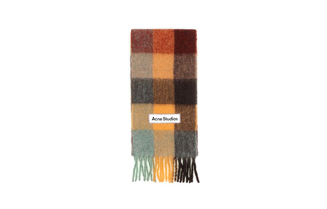 Acne Studios Unisex Knit Scarf Acne Studios Цвет: Chestnut Brown/Yellow/Green купить от 23861 рублей в интернет-магазине Пойзон на русском языке в рублях, женские шарфы и платки Acne Studios