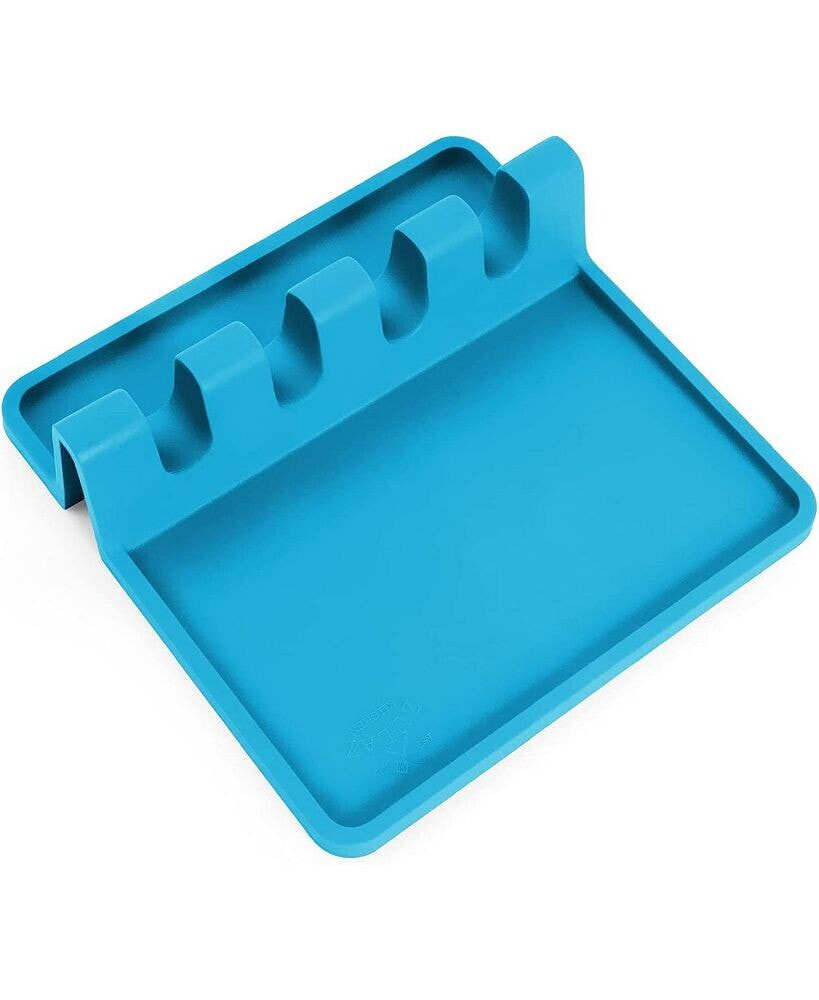 Zulay Kitchen silicone Utensil Rest with Drip Pad for Multiple Utensils - Blue