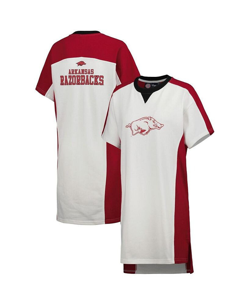 G-III 4Her by Carl Banks women's White Arkansas Razorbacks Home Run T-shirt Dress
