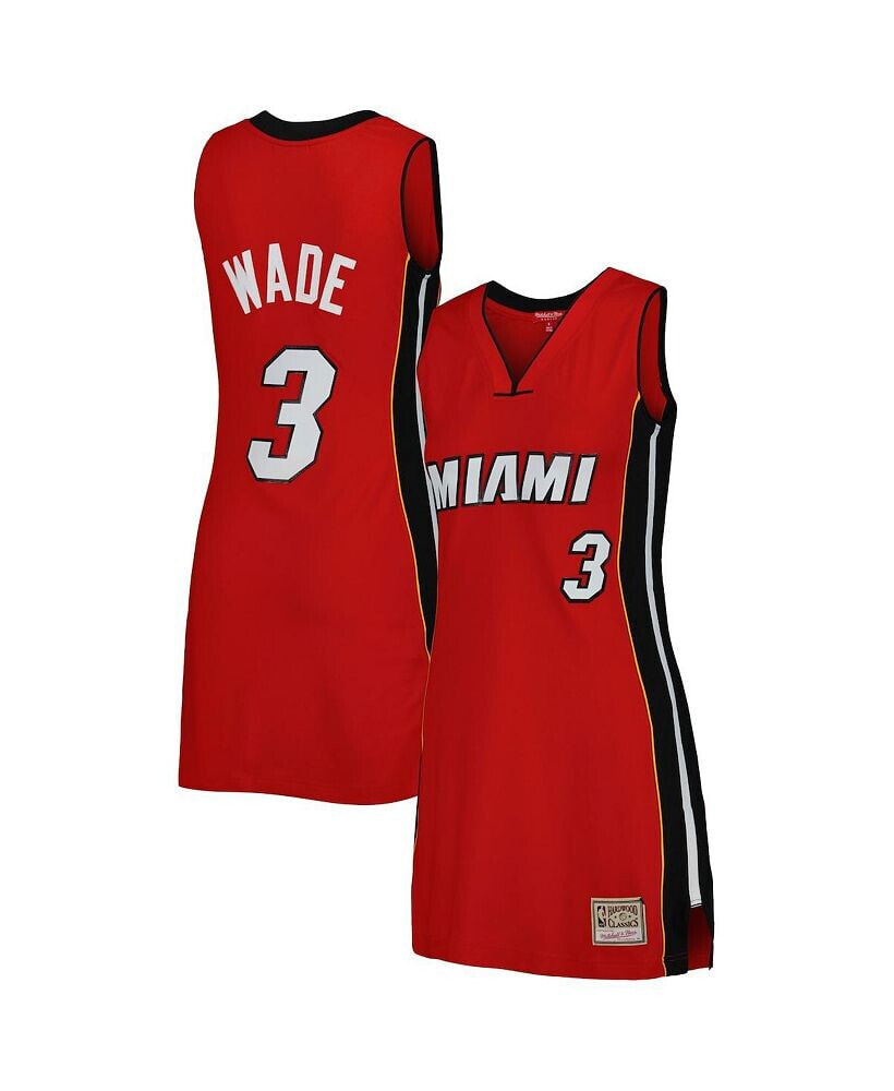 Mitchell & Ness women's Dwyane Wade Red Miami Heat 2005 Hardwood Classics Name and Number Player Jersey Dress