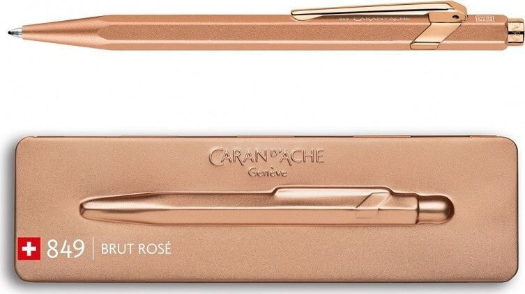 Письменная ручка Caran d`Arche Długopis CARAN D'ACHE 849 Brut Rose, M, w pudełku, różowe złoto