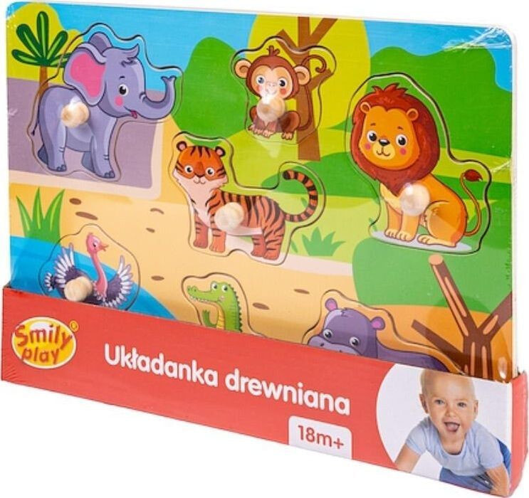 Пазл для детей Smily Play Układanka drewniana Zoo uchwyty