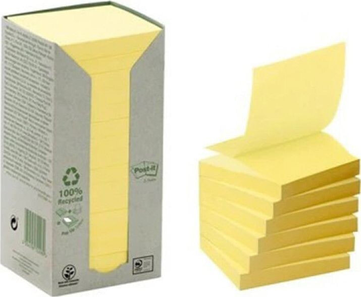 Канцелярский набор для школы Post-it Bloczek samoprzylepny ekologiczny POST-IT® (R330-1T), 76x76mm, 16x100 kart., żółty