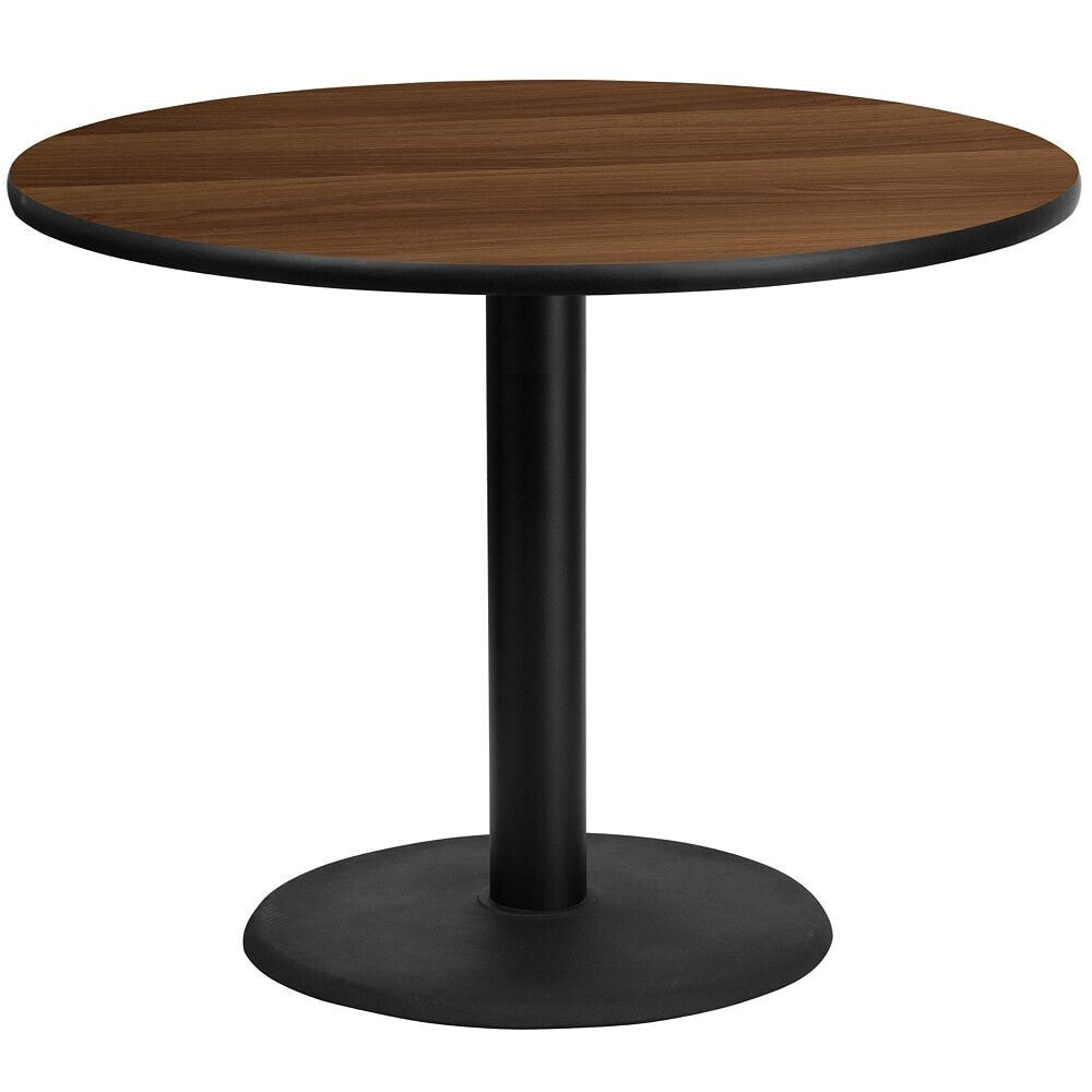 Flash Furniture 42'' Round Walnut Laminate Table Top With 24'' Round Table Height Base